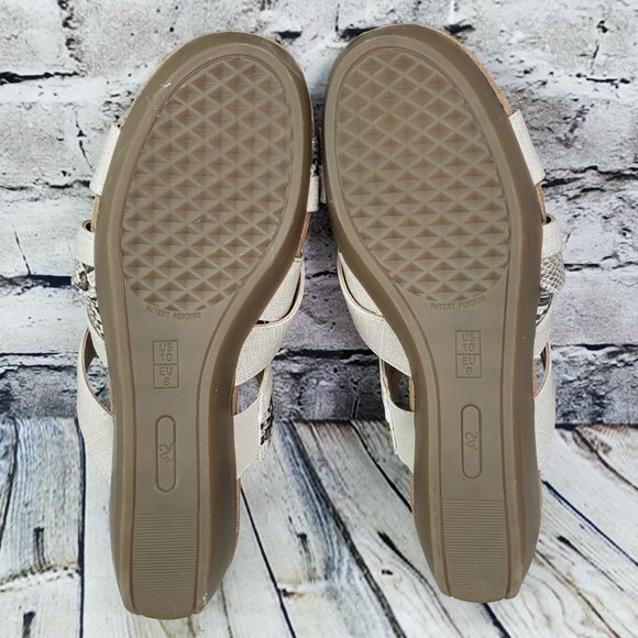 Aerosoles Sandals Women’s 10 M NEW Beige Snakeskin Wedge Slip-On Slide Comfort - Picture 9 of 11